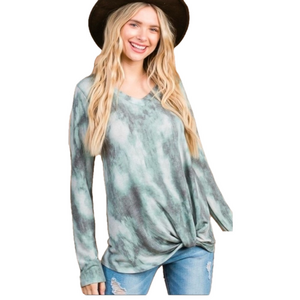 Tie Dye front knot long sleeve top! NWT …
